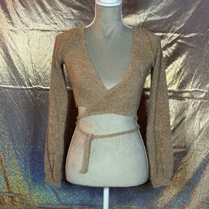 Hollister Brown V-Neck Wrap Sweater